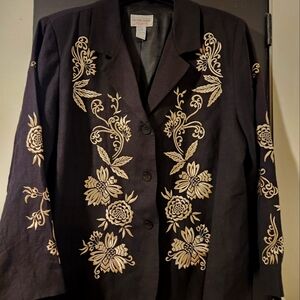 Black embroidered jacket blazer